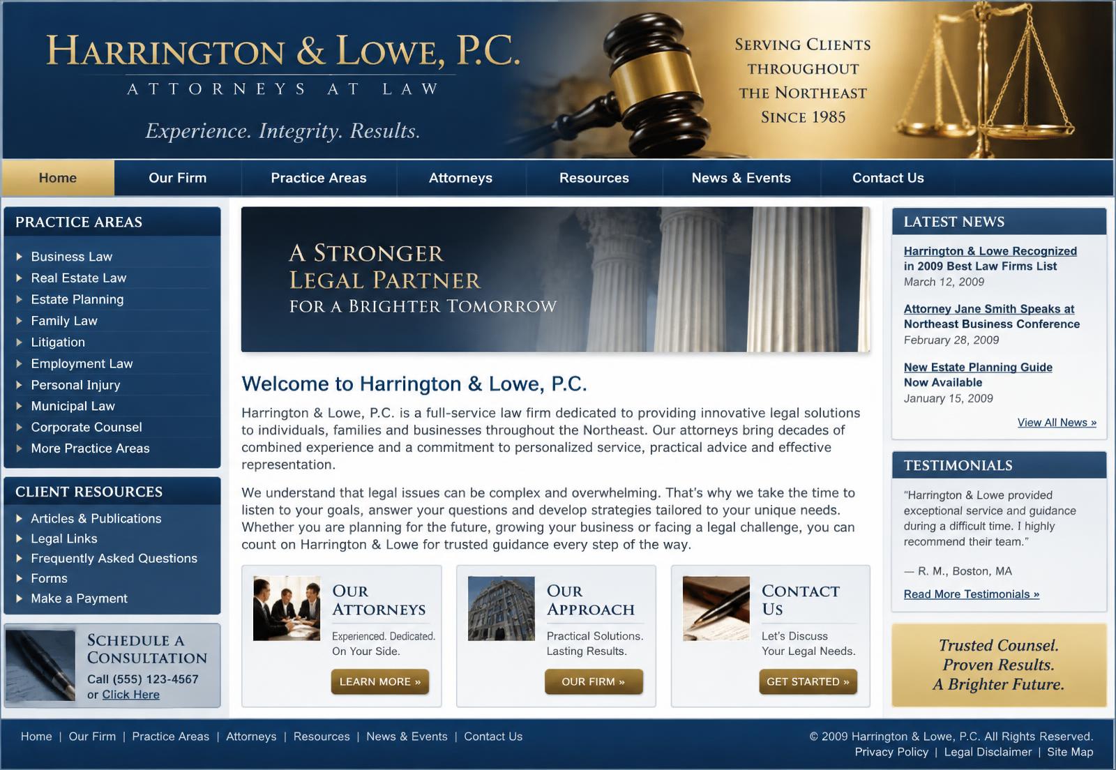 The previous Harrington & Lowe style legal website