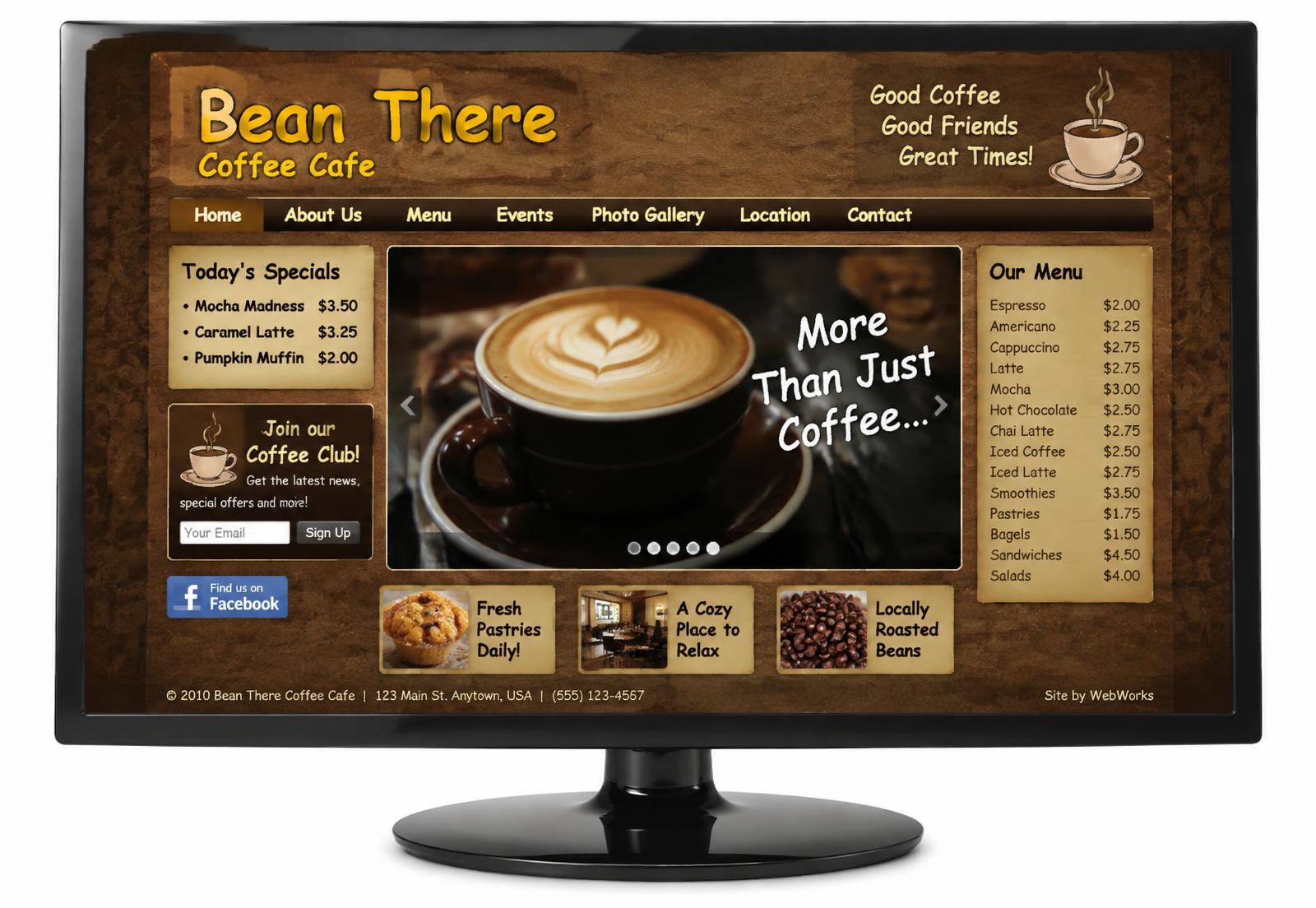 The old Bean There cafe website before the rebuild